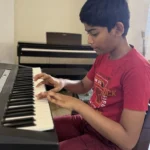 A beginner practising keyboard