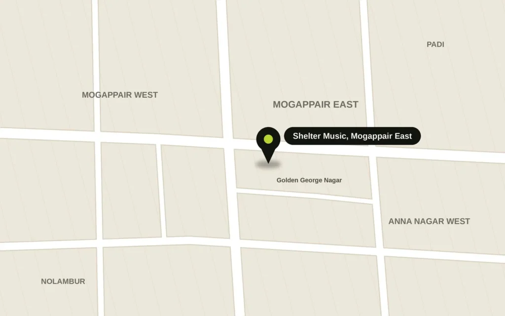 Map showing Shelter Music in Mogappair East