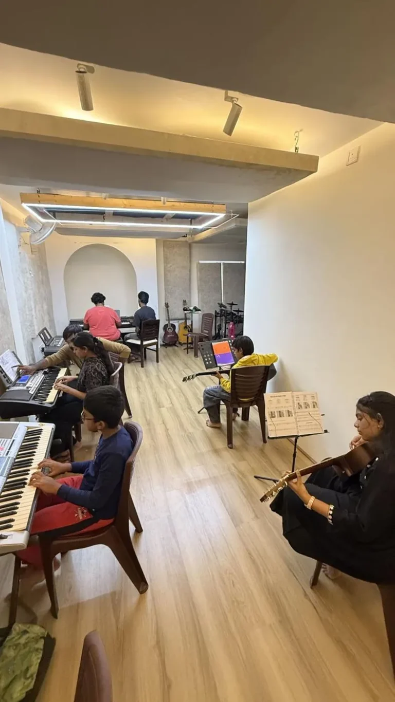 Students practising in Shelter's main room